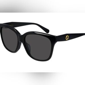 Gucci Women Square Sunglasses GG0800SA 001 Black/Grey Lens 56mm Authentic